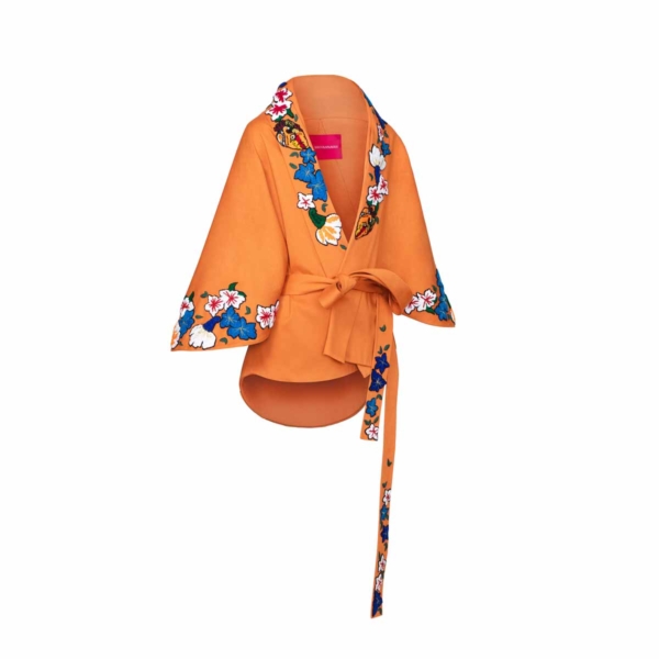 Embellished Cotton Wrap Jacket