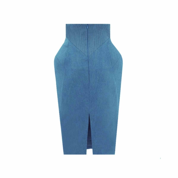 Blue High-Waisted Corseted Pencil Skirt