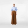 Floral-Embroidered Shirt with Puffed Sleeves with Wide-legged Pants