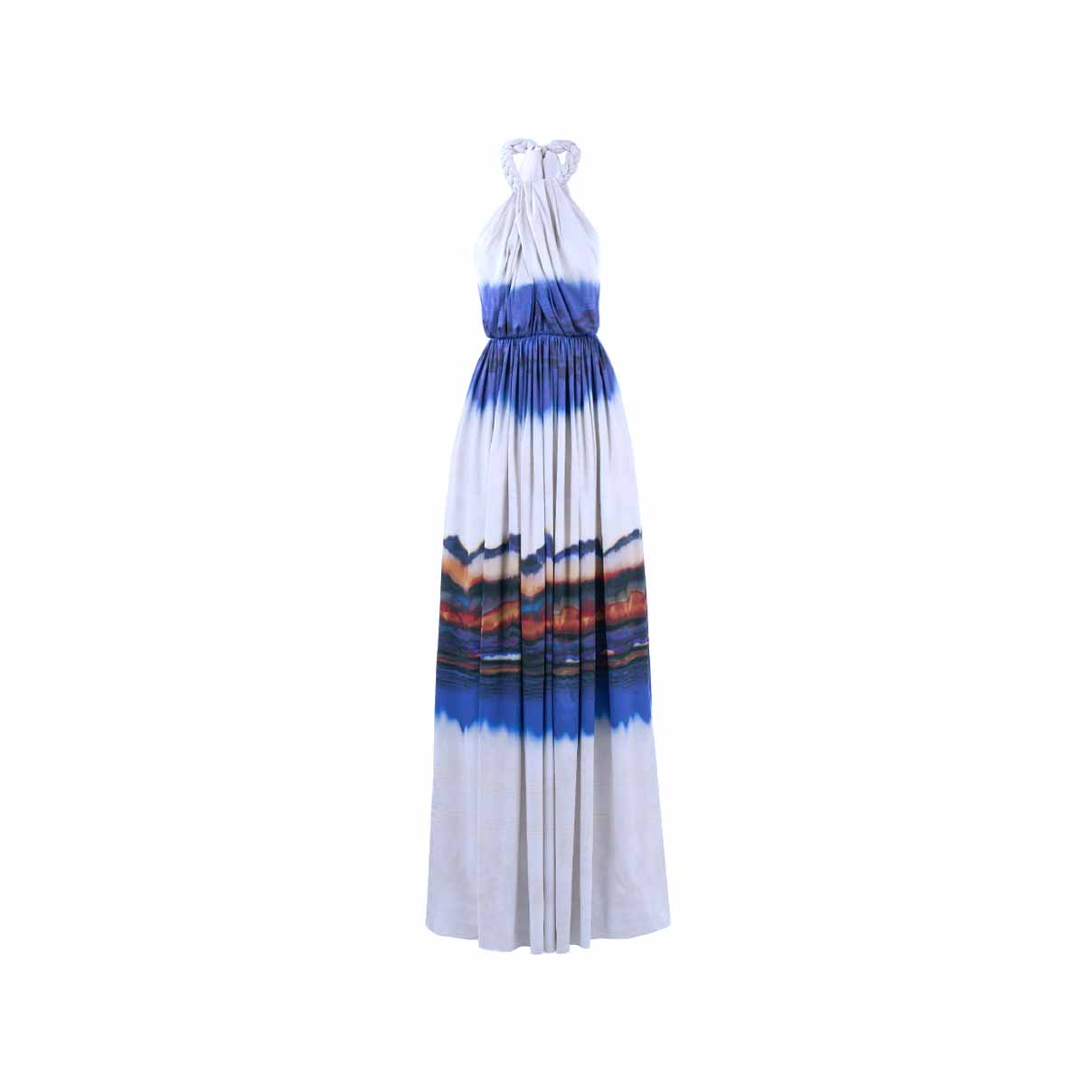 Tie-Dyed Printed Satin Silk Dress