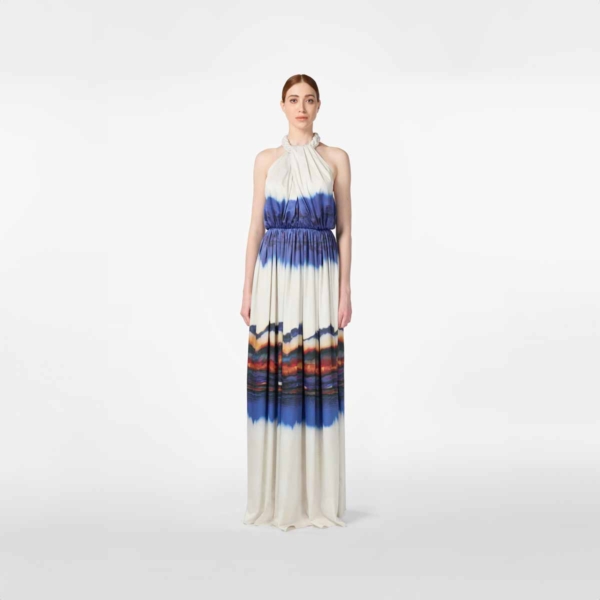 Tie-Dyed Printed Satin Silk Dress